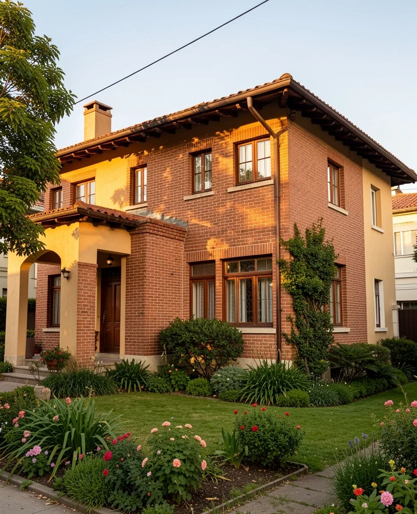 Casa familiar argentina bien mantenida en un barrio residencial