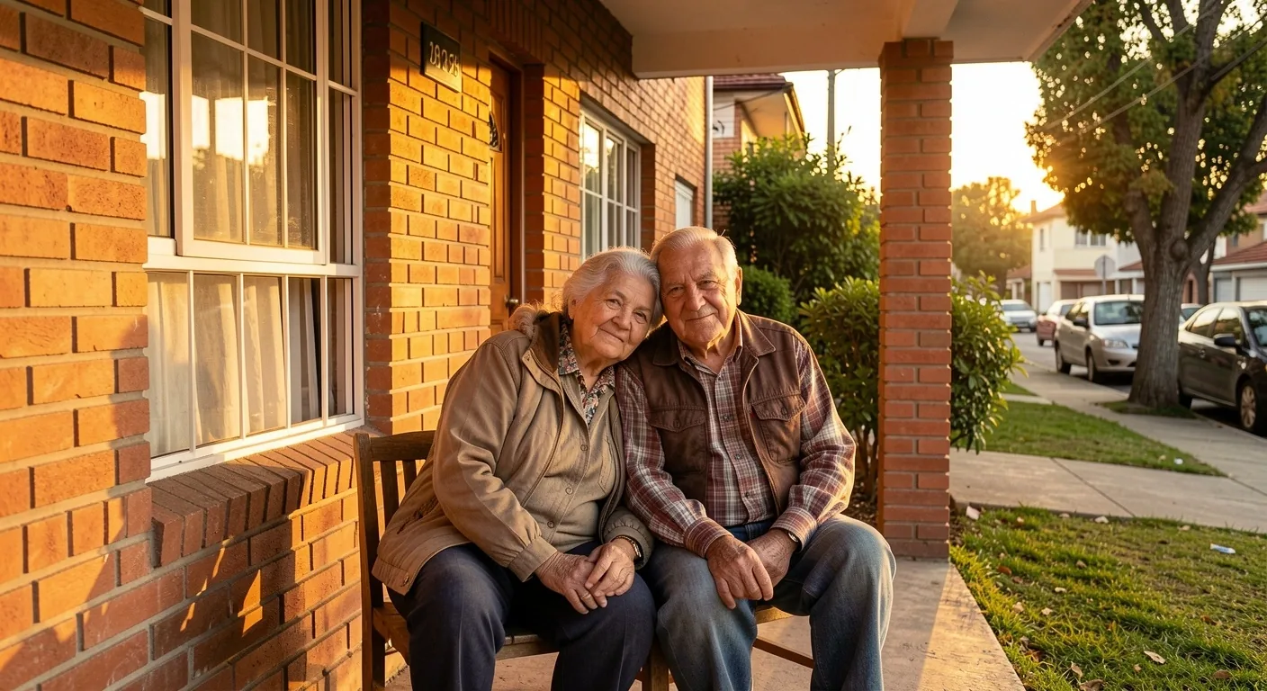 Pareja mayor argentina disfrutando de un momento tranquilo en el porche de su hogar