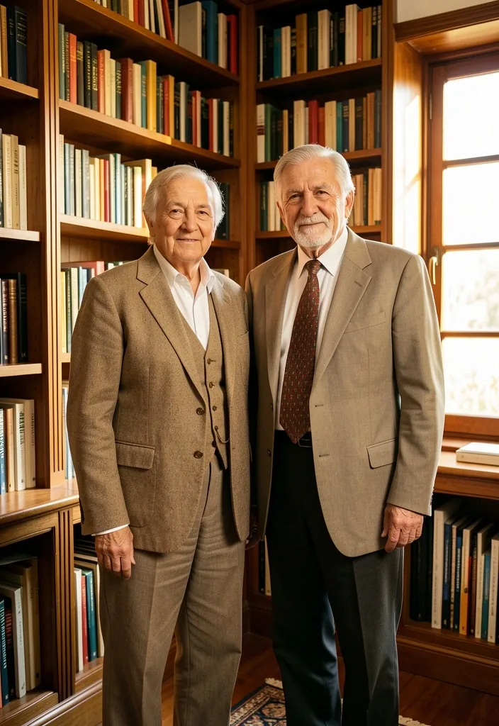Pareja mayor en su biblioteca personal